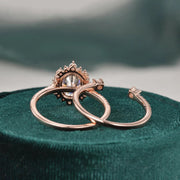 2.0 CT Oval Cut Halo Moissanite Bridal Ring Set Mapple Gems